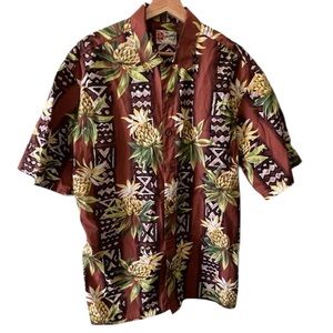 Hilo Hattie Hawaiian Floral Pineapple Men's Shirt